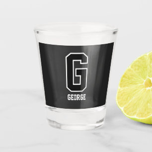 Custom Black & White Monogram - Personalisiertes G Schnapsglas