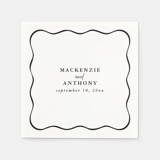 Custom Black & White Rahmen Wedding Cocktail Serviette (Vorderseite)