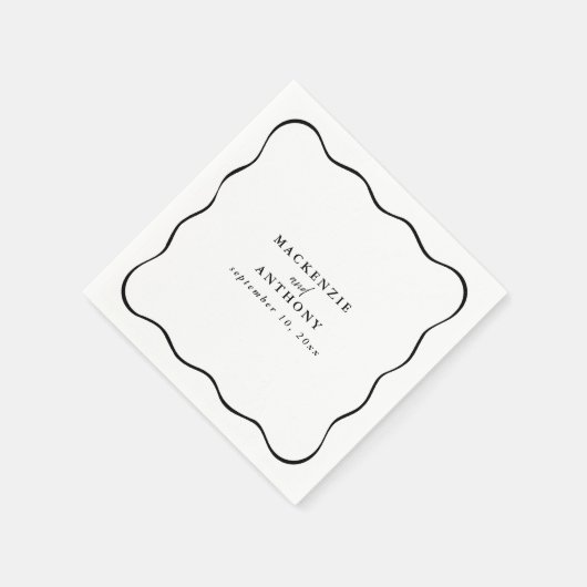Custom Black & White Rahmen Wedding Cocktail Serviette (Ecke)