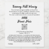 Custom Black WhiteModern QR Code - Beschreibung Weinetikett (Einzelnes Label)