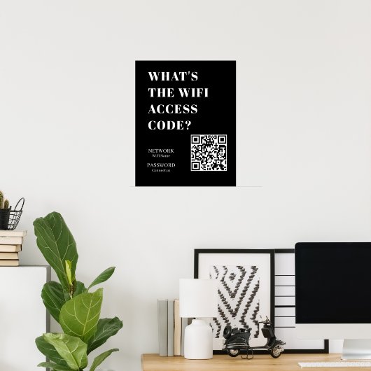 Custom Black WiFi QR | Network Password Display Poster (Heimbüro)