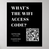 Custom Black WiFi QR | Network Password Display Poster (Vorne)