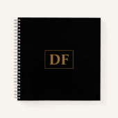 Custom Black with Gold Initials Notebook Notizblock (Vorderseite)