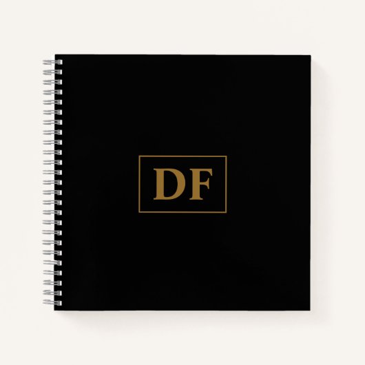 Custom Black with Gold Initials Notebook Notizblock (Vorderseite)
