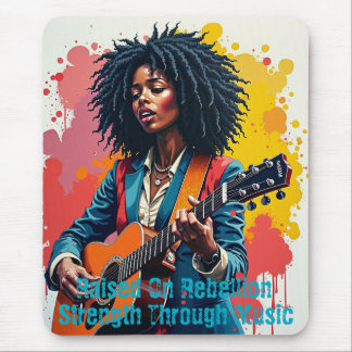 Custom Black Woman Gitarrist Art Inspiration Mousepad