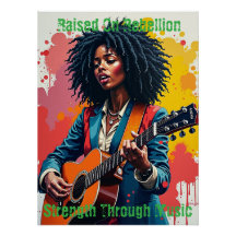 Custom Black Woman Gitarrist Art Inspiration