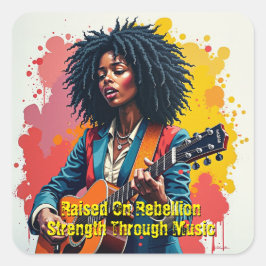 Custom Black Woman Gitarrist Art Inspiration Quadratischer Aufkleber