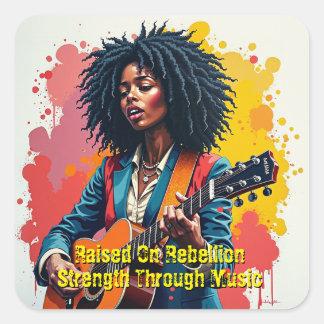 Custom Black Woman Gitarrist Art Inspiration Quadratischer Aufkleber