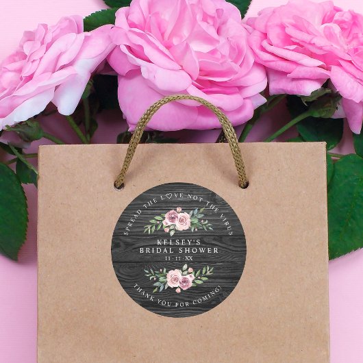 Custom Black Wood Garland Brautparty Sanitizer Runder Aufkleber