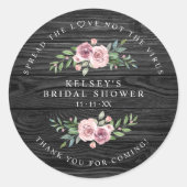 Custom Black Wood Garland Brautparty Sanitizer Runder Aufkleber (Vorderseite)