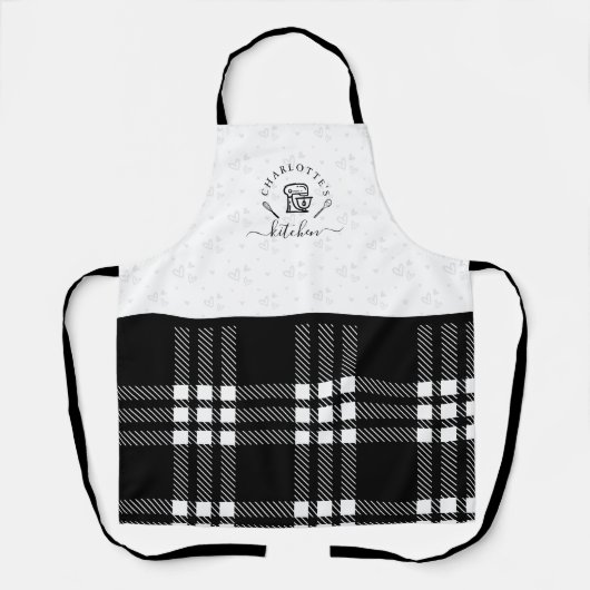 Custom BlackPlaid Kitchen Whisk & Stand Mixer Schürze (Vorderseite)