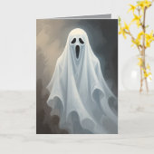 Custom Blank Halloween | Niedliches Blatt Ghost-De Karte (Gelbe Blume)