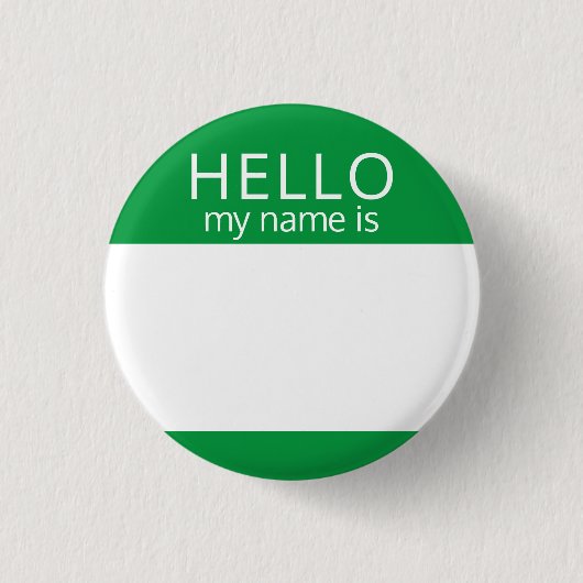 Custom Blank HELLO Mein Name ist Abzeichen Button (Vorderseite)