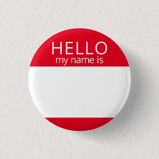 Custom Blank HELLO Mein Name ist Abzeichen Button (Vorderseite)