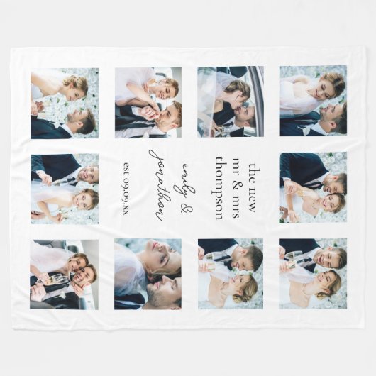 Custom Blanket mit 10 Hochzeitsfotos Fleecedecke (Vorderseite (Horizontal))