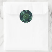CUSTOM-Blätter Monogramm Anfangsaufkleber Runder Aufkleber (Tasche)