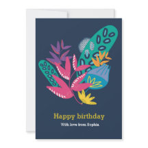 Custom blau florale moderne schöne Geburtskarte