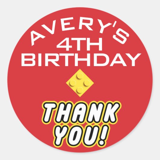 Custom BLOCK PARTY Bunte Steine Vielen Dank Runder Aufkleber (Vorderseite)