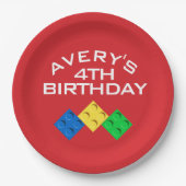 Custom BLOCK PARTY Colorful Bricks Thank You Pappteller (Vorderseite)