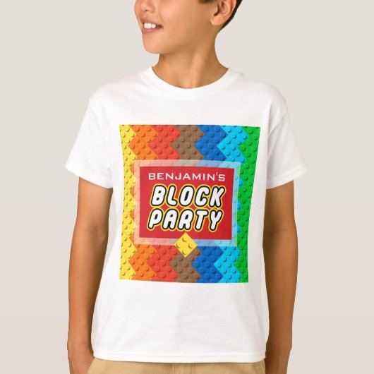 Custom BLOCK PARTY Farbenbricks Tower Builder T-Shirt (Vorderseite)