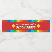 Custom BLOCK PARTY Farbenbricks Tower Builder Wasserflaschenetikett (Einzelnes Label)