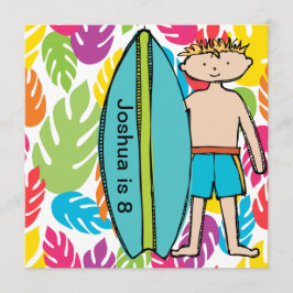 Custom Blond Boy Surfer Geburtstag Einladungen
