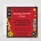 Custom Blond Skateboarding Birthday Einladungen (Rückseite)