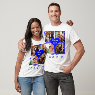 Custom Blue 10th Anniversary 4 Foto Collage T-Shirt
