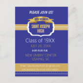 Custom Blue 50th Class Reunion Invite Postkarte (Vorderseite)