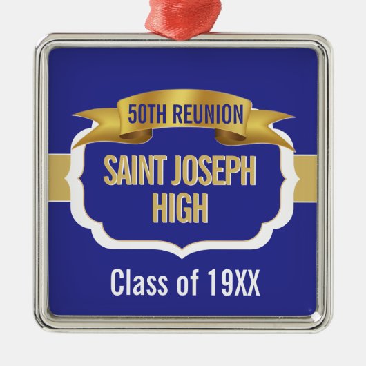 Custom Blue 50th Class Reunion  Ornament Aus Metall (Vorne)