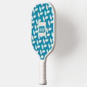 Custom Blue 70er Leaf Muster Monogram Pickleball Schläger (Links)