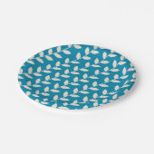 Custom Blue 70er Retro Leaf Muster Pappteller (Schrägansicht)