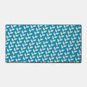 Custom Blue 70er Retro Leaf Muster Schreibtischunterlage (Vorderseite)