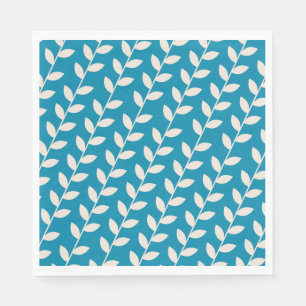 Custom Blue 70er Retro Leaf Muster Serviette