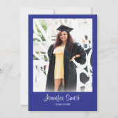 Custom Blue Abschluss Einladung mit Back Foto (Rückseite)