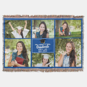 Custom Blue Abschluss Foto Collage Keepake Decke