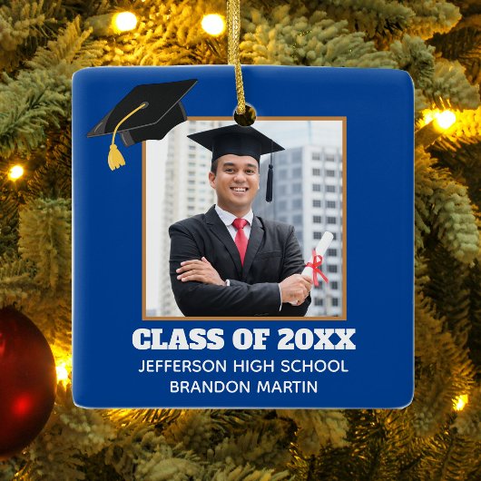 Custom Blue Abschluss Senior Portrait Foto 2025 Keramikornament