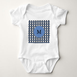 Custom Blue Abstrakt Scarab Muster Monogram Baby Strampler