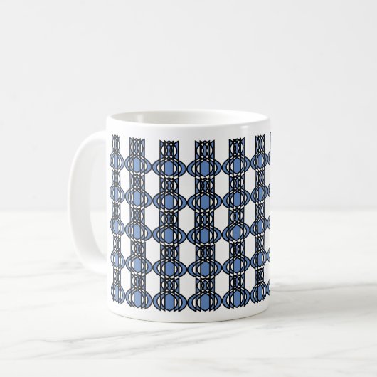Custom Blue Abstrakt Scarab Muster Monogram Kaffeetasse (Vorderseite Links)