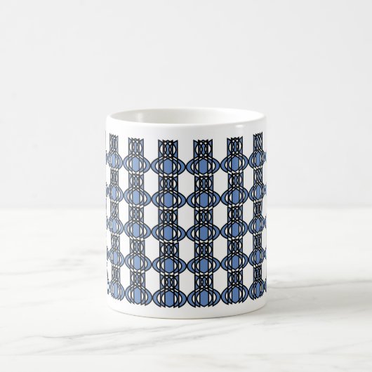 Custom Blue Abstrakt Scarab Muster Monogram Kaffeetasse (Mittel)