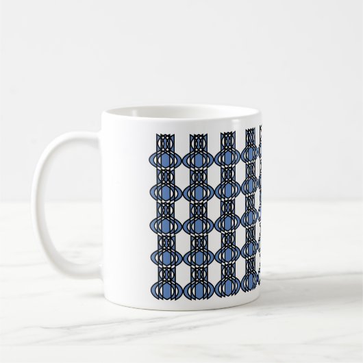 Custom Blue Abstrakt Scarab Muster Monogram Kaffeetasse (Links)
