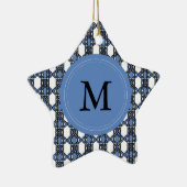 Custom Blue Abstrakt Scarab Muster Monogram Keramik Ornament (Rechts)