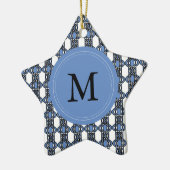 Custom Blue Abstrakt Scarab Muster Monogram Keramik Ornament (Links)