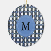 Custom Blue Abstrakt Scarab Muster Monogram Keramik Ornament (Links)