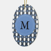 Custom Blue Abstrakt Scarab Muster Monogram Keramikornament (Links)