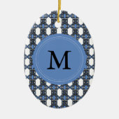 Custom Blue Abstrakt Scarab Muster Monogram Keramikornament (Vorne)