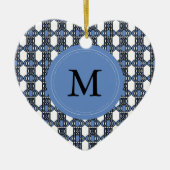 Custom Blue Abstrakt Scarab Muster Monogram Keramikornament (Vorne)