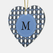 Custom Blue Abstrakt Scarab Muster Monogram Keramikornament (Links)