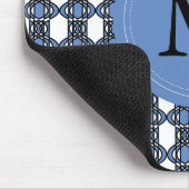 Custom Blue Abstrakt Scarab Muster Monogram Mousepad (Ecke)