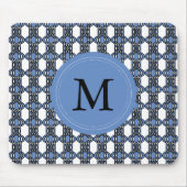 Custom Blue Abstrakt Scarab Muster Monogram Mousepad (Vorne)